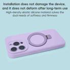 For iPhone 14 Precision Hole Liquid Silicone MagSafe Metal Ring Holder Phone Case(Purple) - 3