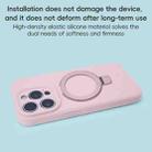 For iPhone 13 Pro Max Precision Hole Liquid Silicone MagSafe Metal Ring Holder Phone Case(Pink) - 3