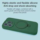 For iPhone 11 Precision Hole Liquid Silicone MagSafe Metal Ring Holder Phone Case(Green) - 2