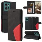 For Motorola Edge 50 5G Dual-color Splicing Flip Leather Phone Case(Black) - 1