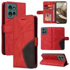 For Motorola Edge 50 5G Dual-color Splicing Flip Leather Phone Case(Red) - 1