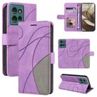 For Motorola Edge 50 5G Dual-color Splicing Flip Leather Phone Case(Purple) - 1