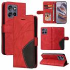 For Motorola Edge 50 Neo Dual-color Splicing Flip Leather Phone Case(Red) - 1