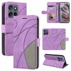 For Motorola Edge 50 Neo Dual-color Splicing Flip Leather Phone Case(Purple) - 1