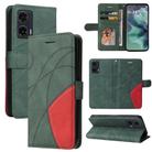 For Motorola Moto G35 Dual-color Splicing Flip Leather Phone Case(Green) - 1