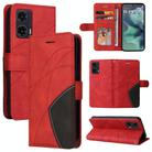 For Motorola Moto G35 Dual-color Splicing Flip Leather Phone Case(Red) - 1