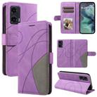 For Motorola Moto G35 Dual-color Splicing Flip Leather Phone Case(Purple) - 1