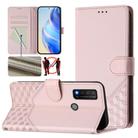 For TCL 20R Honeycomb Embossing RFID Leather Phone Case(Pink) - 1