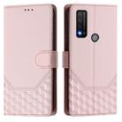 For TCL 20R Honeycomb Embossing RFID Leather Phone Case(Pink) - 2