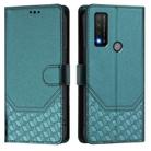 For TCL 20R Honeycomb Embossing RFID Leather Phone Case(Peacock Green) - 2