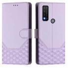 For TCL 20R Honeycomb Embossing RFID Leather Phone Case(Light Purple) - 2