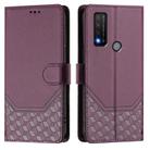 For TCL 20R Honeycomb Embossing RFID Leather Phone Case(Violet) - 2