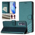 For TCL 30 5G / 4G / 30+ Honeycomb Embossing RFID Leather Phone Case(Peacock Green) - 1