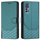 For TCL 30 5G / 4G / 30+ Honeycomb Embossing RFID Leather Phone Case(Peacock Green) - 2