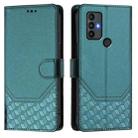 For TCL 30 SE Honeycomb Embossing RFID Leather Phone Case(Peacock Green) - 2