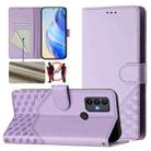 For TCL 30 SE Honeycomb Embossing RFID Leather Phone Case(Light Purple) - 1