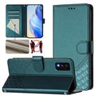 For TCL 30T Honeycomb Embossing RFID Leather Phone Case(Peacock Green) - 1