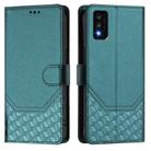 For TCL 30T Honeycomb Embossing RFID Leather Phone Case(Peacock Green) - 2