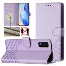 For TCL 30T Honeycomb Embossing RFID Leather Phone Case(Light Purple) - 1