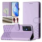 For TCL 40 SE Honeycomb Embossing RFID Leather Phone Case(Light Purple) - 1