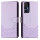 For TCL 40 SE Honeycomb Embossing RFID Leather Phone Case(Light Purple) - 2