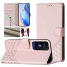 For TCL 50 5G Honeycomb Embossing RFID Leather Phone Case(Pink) - 1