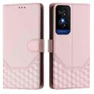 For TCL 50 5G Honeycomb Embossing RFID Leather Phone Case(Pink) - 2