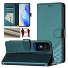 For TCL 50 5G Honeycomb Embossing RFID Leather Phone Case(Peacock Green) - 1