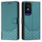 For TCL 50 5G Honeycomb Embossing RFID Leather Phone Case(Peacock Green) - 2