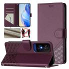 For TCL 50 5G Honeycomb Embossing RFID Leather Phone Case(Violet) - 1