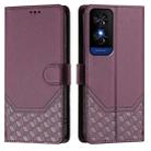 For TCL 50 5G Honeycomb Embossing RFID Leather Phone Case(Violet) - 2