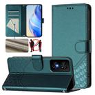 For TCL 50 SE Honeycomb Embossing RFID Leather Phone Case(Peacock Green) - 1