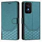 For TCL 50 SE Honeycomb Embossing RFID Leather Phone Case(Peacock Green) - 2