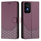 For TCL 50 SE Honeycomb Embossing RFID Leather Phone Case(Violet) - 2