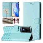 For TCL 50 XE Honeycomb Embossing RFID Leather Phone Case(Mint Green) - 1