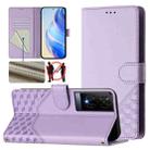 For TCL 50 XE Honeycomb Embossing RFID Leather Phone Case(Light Purple) - 1