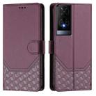 For TCL 50 XE Honeycomb Embossing RFID Leather Phone Case(Violet) - 2