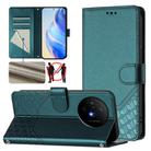 For TCL 50 XL Honeycomb Embossing RFID Leather Phone Case(Peacock Green) - 1