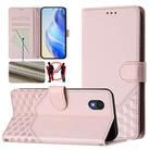 For TCL 201 Honeycomb Embossing RFID Leather Phone Case(Pink) - 1