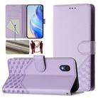 For TCL 201 Honeycomb Embossing RFID Leather Phone Case(Light Purple) - 1