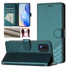 For TCL 303 Honeycomb Embossing RFID Leather Phone Case(Peacock Green) - 1