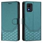 For TCL 303 Honeycomb Embossing RFID Leather Phone Case(Peacock Green) - 2