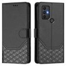 For TCL 305 / 306 Honeycomb Embossing RFID Leather Phone Case(Black) - 2