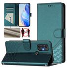 For TCL 305 / 306 Honeycomb Embossing RFID Leather Phone Case(Peacock Green) - 1