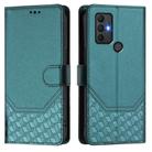 For TCL 305 / 306 Honeycomb Embossing RFID Leather Phone Case(Peacock Green) - 2