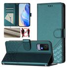 For TCL 405 / 406 / 408 Honeycomb Embossing RFID Leather Phone Case(Peacock Green) - 1