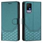 For TCL 405 / 406 / 408 Honeycomb Embossing RFID Leather Phone Case(Peacock Green) - 2