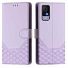 For TCL 405 / 406 / 408 Honeycomb Embossing RFID Leather Phone Case(Light Purple) - 2