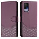 For TCL 405 / 406 / 408 Honeycomb Embossing RFID Leather Phone Case(Violet) - 2