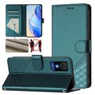 For TCL 501 Honeycomb Embossing RFID Leather Phone Case(Peacock Green) - 1